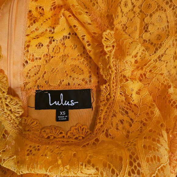 LULUS Remarkable Bright Orange Short Sleeve Lace Dress Size XS - Picture 6 of 11
